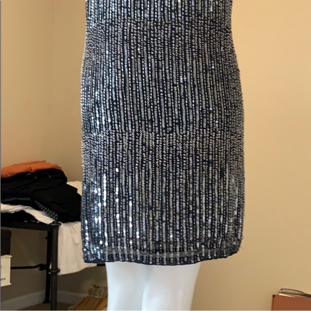 Haute Hippie Silk Sequin Beaded Dress M NWT Navy Blue Flapper Shift Cockail - Picture 10 of 15